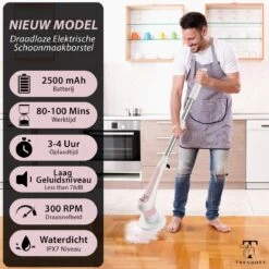 Trendosa Elektrische Schoonmaakborstel - Elektrische Schrobborstel - Poetsmachine - Handborstel - Scrubber- De Badkamer/Keuken/Auto- Roze -Huishoudelijke Artikelen Winkel 1200x1200 425