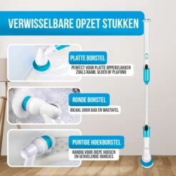 Strex Elektrische Schoonmaakborstel - Draadloze Schrobborstel - Schrobber - 3 Opzetstukken - Telescoopsteel - Poetsmachine Met Krachtige Accu -Huishoudelijke Artikelen Winkel 1200x1200 471