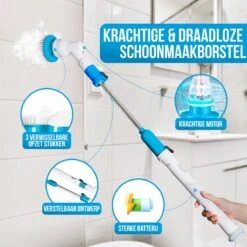 Strex Elektrische Schoonmaakborstel - Draadloze Schrobborstel - Schrobber - 3 Opzetstukken - Telescoopsteel - Poetsmachine Met Krachtige Accu -Huishoudelijke Artikelen Winkel 1200x1200 472