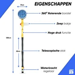 JUST23 Telescopische Autowasborstel – Schrobber Met Steel – Velgenborstel - Autowasset Met Zeep - Roterende Schoonmaakborstel - Multifunctionele Wasborstel -Huishoudelijke Artikelen Winkel 1200x1200 587