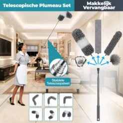NovaBeau Plumeau Met Telescoopsteel – Microvezel Ragebol Uitschuifbaar - 9-delig Duster Set Met Voegenborstel – RVS Stoffer – Grijs Chenille Borstel – Wasbaar En Draaibaar -Huishoudelijke Artikelen Winkel 1200x1200 603