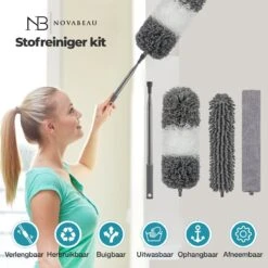 Novabeau® - Telescopische Plumeau – Plumeau Met Telescoopsteel – Ragebol – Uitschuifbaar – Grijs – 3-delige Set -Huishoudelijke Artikelen Winkel 1200x1200 644