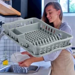 Merkloos Decopatent® Afdruiprek Voor Afwas - Afdruiprekje Met Lekbak - Kunststof Afdruipmat - Afwassen Borden & Bestek - 32.5x49x9 - Grijs -Huishoudelijke Artikelen Winkel 1200x1200 727