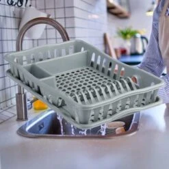 Merkloos Decopatent® Afdruiprek Voor Afwas - Afdruiprekje Met Lekbak - Kunststof Afdruipmat - Afwassen Borden & Bestek - 32.5x49x9 - Grijs -Huishoudelijke Artikelen Winkel 1200x1200 728