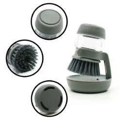 In Round Afwasborstel Met Zeepdispenser / Zeepreservoir – Inclusief Houder – Grijs – Afwas Borstel – Zeep Handborstel – Doseerpomp – Afwasmiddel Dispenser – Navulbaar -Huishoudelijke Artikelen Winkel 1200x1200 730