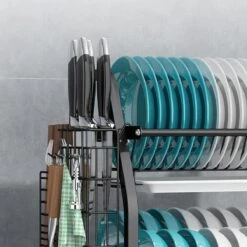 Merkloos Afdruiprek - Afdruiprek Met Lekbak - Afwas - Metaal - Zwart - RVS Afwasrek -Huishoudelijke Artikelen Winkel 1200x1200 866