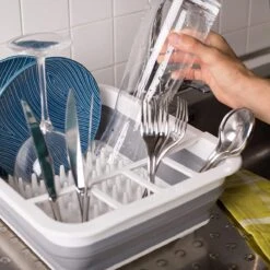 Amazy Afdruiprek Opvouwbaar & Bpa-vrij - Afdruiprek Voor Het Drogen Van Bestek, Borden, Glazen & Flessen - Afdruipmat In Grijs-wit Van Kunststof & Silicone Voor Gootsteen, Spoelbakken, Keuken -Huishoudelijke Artikelen Winkel 1200x1200 912