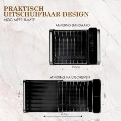 MIRI Afdruiprek – Afwasrek – Uitschuifbaar – Met Lekbak In Gootsteen – Afwas – Roestvrij Staal – Zwart -Huishoudelijke Artikelen Winkel 1200x1200 915