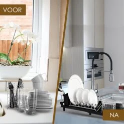 MIRI Afdruiprek – Afwasrek – Uitschuifbaar – Met Lekbak In Gootsteen – Afwas – Roestvrij Staal – Zwart -Huishoudelijke Artikelen Winkel 1200x1200 917