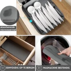 Afdruiprek Met Lekbak - Inclusief Afdruipmat - Opvouwbaar - Afwasrek Met Uitneembare Bestekhouder - Voor Bestek, Borden, Pannen En Schalen -Huishoudelijke Artikelen Winkel 1200x1200 919