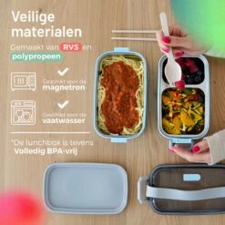 Triple J® Lunchbox - Broodtrommel - Lucht- & Lekvrij - Incl. Bestek - Magnetron & Vaatwasser Bestendig -Huishoudelijke Artikelen Winkel 1200x1200 988