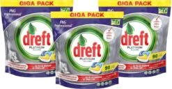 Dreft Platinum - All In One Lemon - 3 X 90 (270) Stuks - Vaatwastabletten - Voordeelverpakking