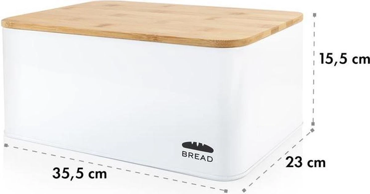 Oklahoma Broodtrommel Metaal 35,5x15,5x23 Cm Bamboe Deksel Snijplank 7 Oklahoma Broodtrommel Metaal 35,5x15,5x23 Cm Bamboe Deksel Snijplank - Afbeelding 5