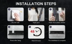 Merkloos Kruidenrek Met Rolhouder, Keuken Organizer, Kruidenrek Met/zonder Boren, Kruidenrek, Wandorganizer Voor Specerijen, Set Van 2 Zwarte Keukenrekken, Kruidenrek Ophangbaar, Wandrek, Staal, Zwart, Keukenrek -Huishoudelijke Artikelen Winkel 1200x742 1