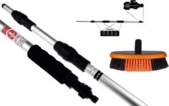 Zonnepanelen / Auto / Ramen Wassen Telescoopsteel Met Borstel Waterdoorlatende Wasborstel Met Telescopische Steel 4 Meter En Gardena Aansluiting / Wasborstel Met Uitschuifbare Telescoopsteel Met Waterdoorvoer