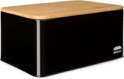 Klarstein Granrosi Oklahoma Broodtrommel - 35,5 X 15,5 X 23 Cm - Brooddoos Met Snijplank - Metaal & Bamboe