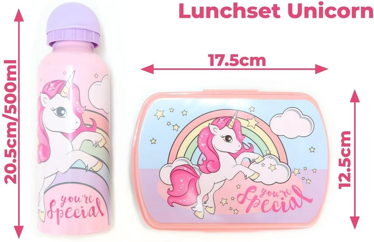 Broodtrommel + Drinkfles Unicorn | Lunchbox Voor Kinderen | Eenhoorn Roze LS03a 8 Broodtrommel + Drinkfles Unicorn | Lunchbox Voor Kinderen | Eenhoorn Roze LS03a - Afbeelding 6