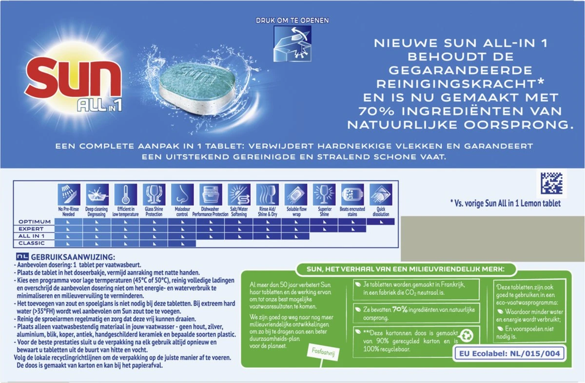 SUN® Sun All-In-1 Citroen Vaatwastabletten - 7 X 24 Tabletten - Voordeelverpakking 6 SUN® Sun All-In-1 Citroen Vaatwastabletten - 7 X 24 Tabletten - Voordeelverpakking - Afbeelding 4