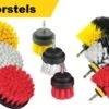 Kibani 9 Delige Borstelset Voor Boormachine - Wit, Rood, Geel - Voor Wielen, Tapijt, Bekleding, Beton En Steen | Schrobborstel – Boorborstel – Schuurborstel - Borstel Boormachine – Schoonmaakborstel – Reinigingsborstel – Tapijtreiniger - Borstelset