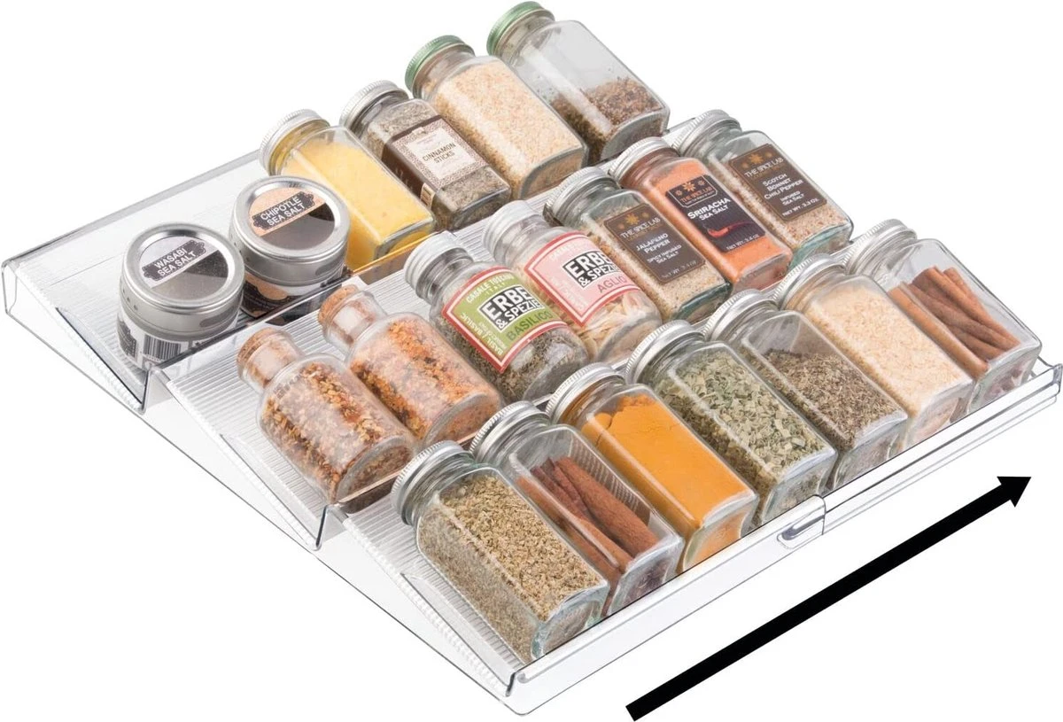 Kruidenrek - Lade-organizer - Voor Keuken, Badkamer En Kantoor - Voor Kruiden En Specerijen - Uitschuifbaar/3 Verdiepingen - Transparant 3 Kruidenrek - Lade-organizer - Voor Keuken, Badkamer En Kantoor - Voor Kruiden En Specerijen - Uitschuifbaar/3 Verdiepingen - Transparant