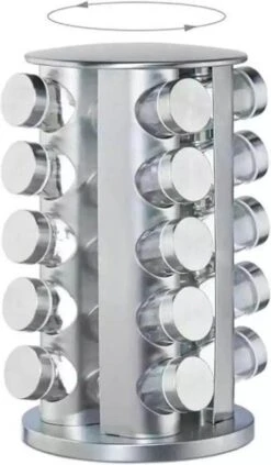 SensaHome 360 Graden Roteerbare Kruidencarrousel - Kruidenrek/Kruidenmolen - 20 Kruidenpotjes - 5 Laags - Draaibaar - 20 Specerijen Potjes - Specerijenmolen -Huishoudelijke Artikelen Winkel 701x1200