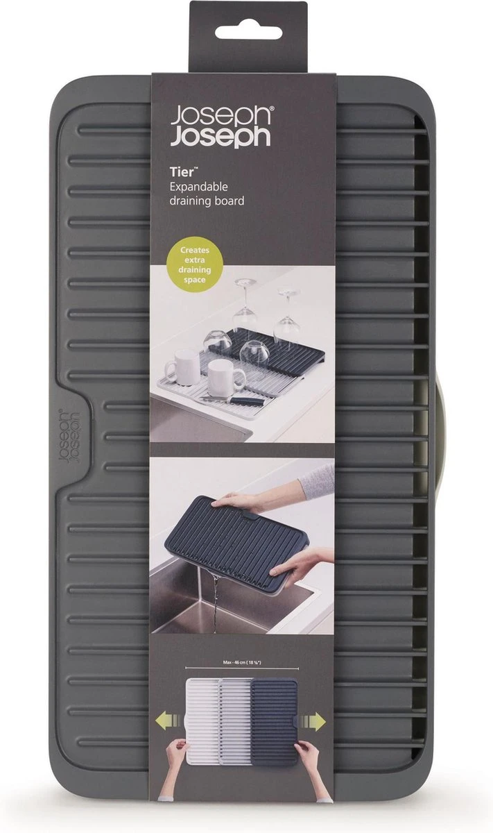 Joseph Joseph - Tier - Afdruipmat - Uitschuifbaar - Grijs 7 Joseph Joseph - Tier - Afdruipmat - Uitschuifbaar - Grijs - Afbeelding 5