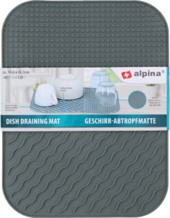 Alpina Afdruipmat - Droogmat - Siliconen - 26,5x34,5 Cm - Grijs -Huishoudelijke Artikelen Winkel 935x1200