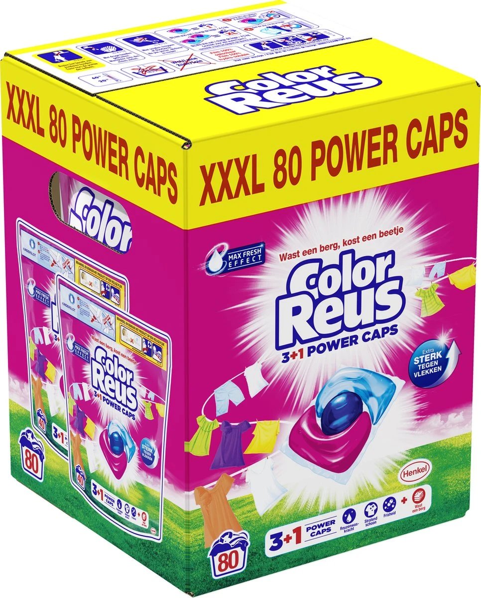 Color Reus Power Caps Wascapsules – Wasmiddel Capsules – Voordeelverpakking – 2x40 Wasbeurten 5 Color Reus Power Caps Wascapsules – Wasmiddel Capsules – Voordeelverpakking – 2x40 Wasbeurten - Afbeelding 3