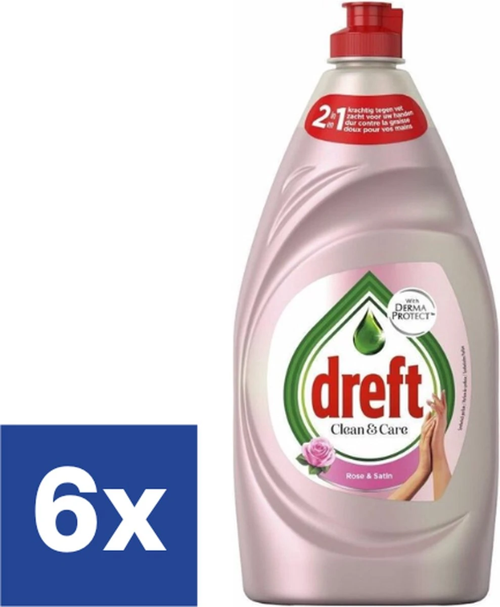 Dreft Clean & Care Afwasmiddel - Rose & Satin - 6 X 383 Ml 3 Dreft Clean & Care Afwasmiddel - Rose & Satin - 6 X 383 Ml